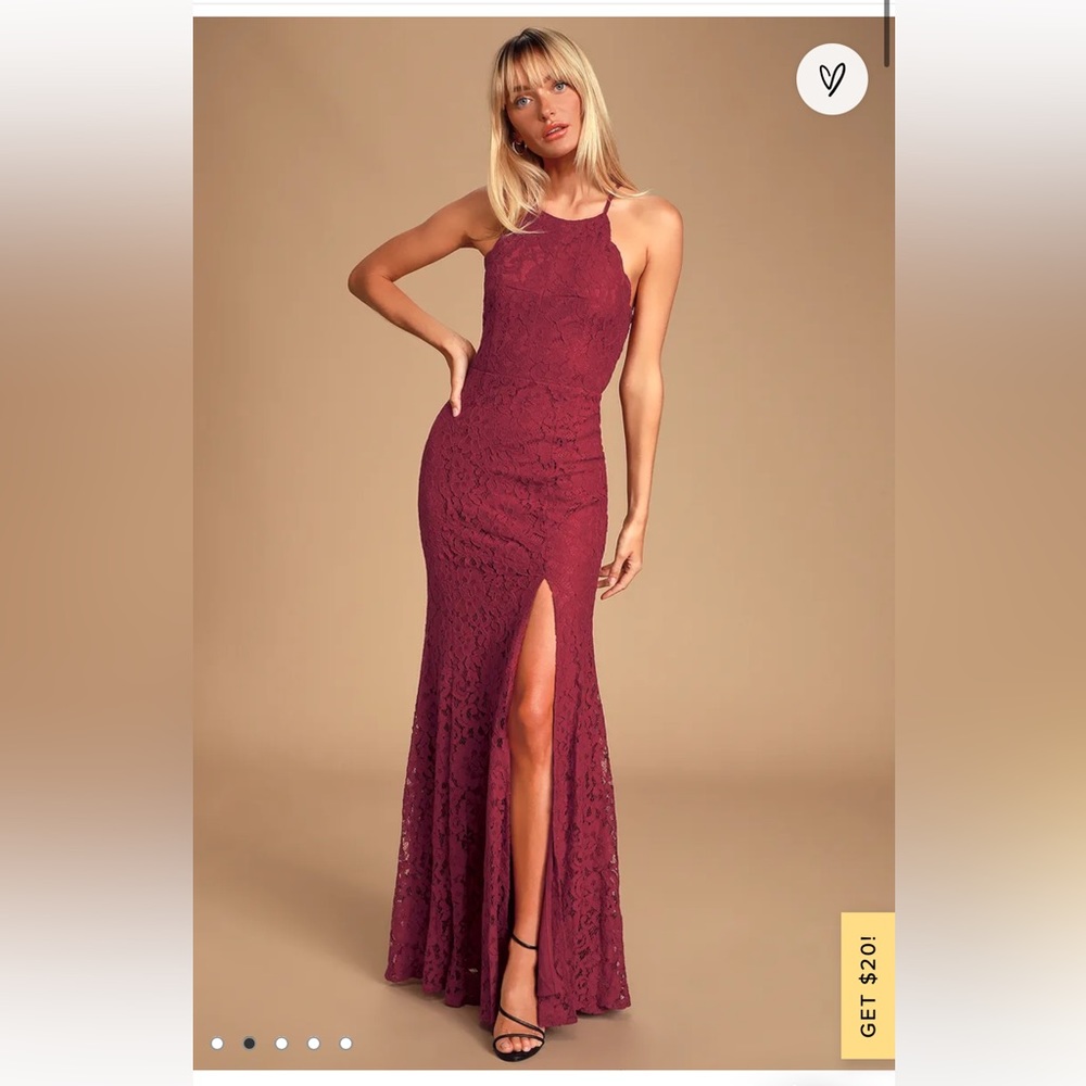 Lulus Splendor of love red wine lace maxi dress